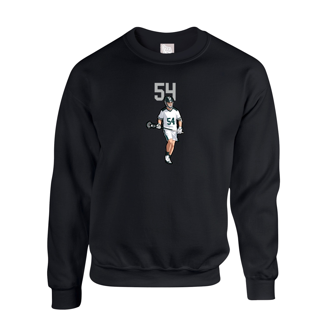 Fleece Crew — Number Top in Black