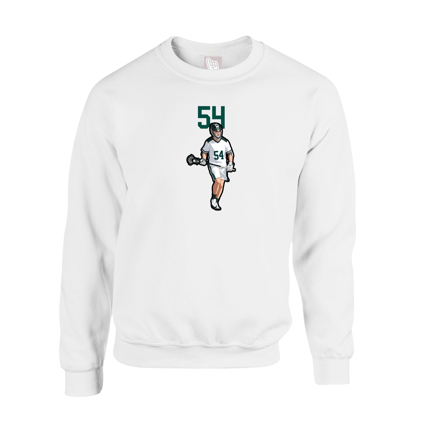 Fleece Crew — Number Top in White