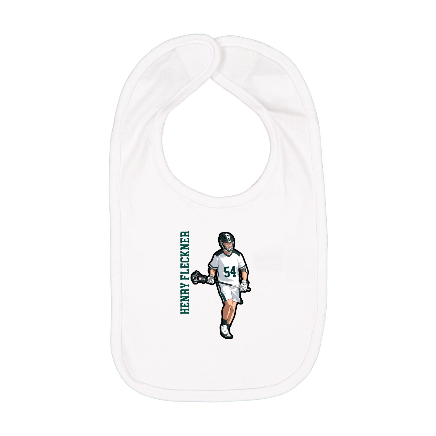 Infant Bib — Name Vertical in White