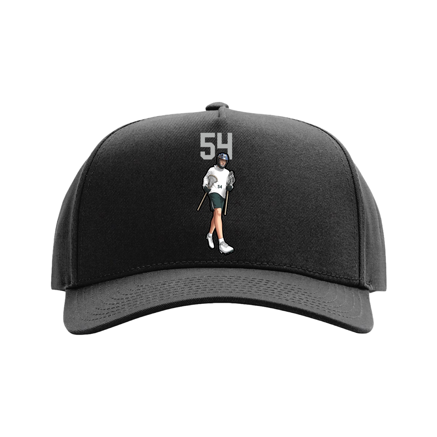 Full Fabric Five-Panel Champ Cap — Number Top in Black
