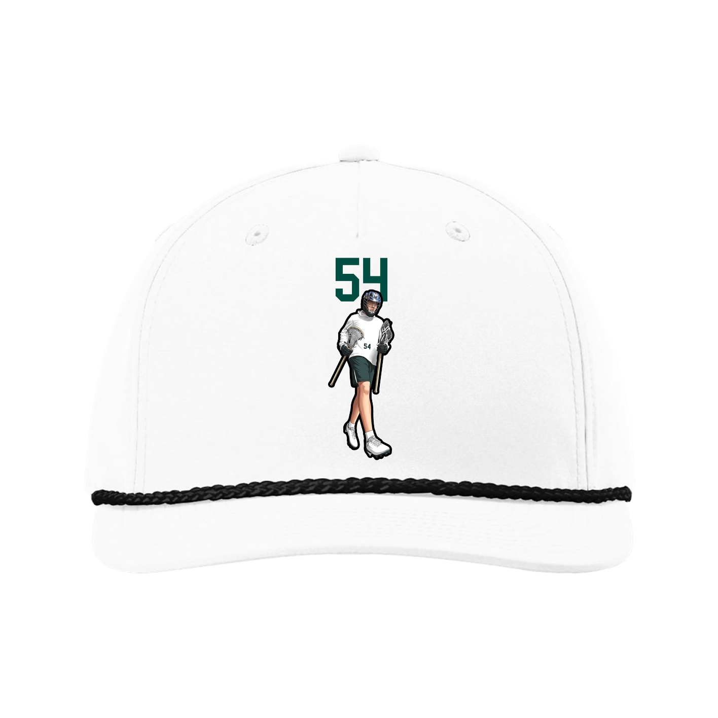 Five-Panel Classic Rope Cap — Number Top in White