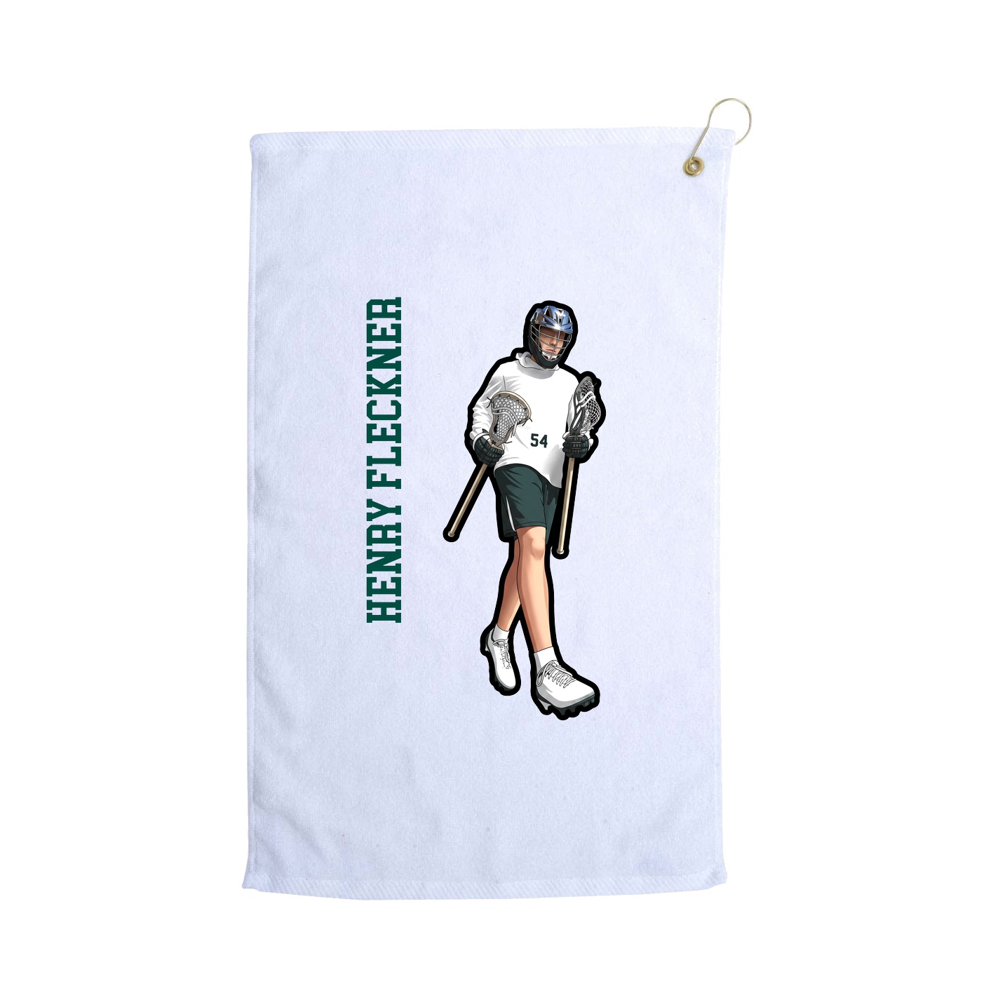 Golf Towel — Name Vertical in White