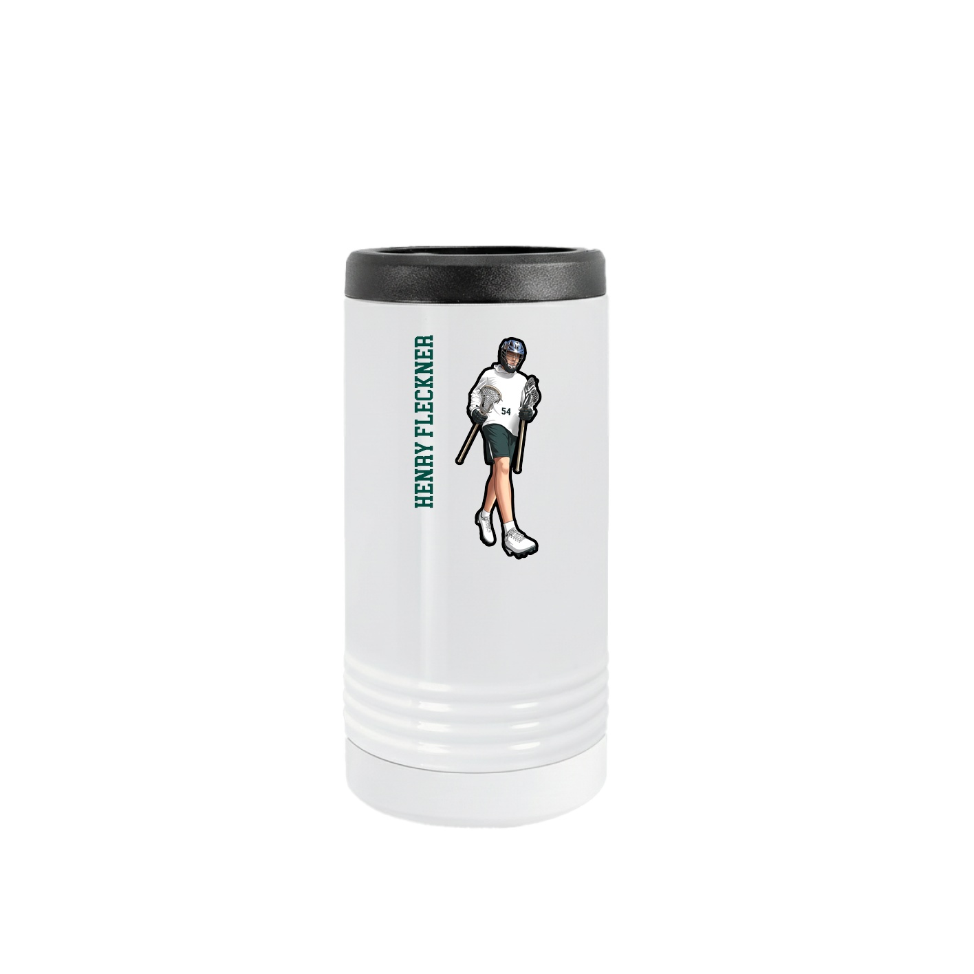 Slim Beverage Holder — Name Vertical in White