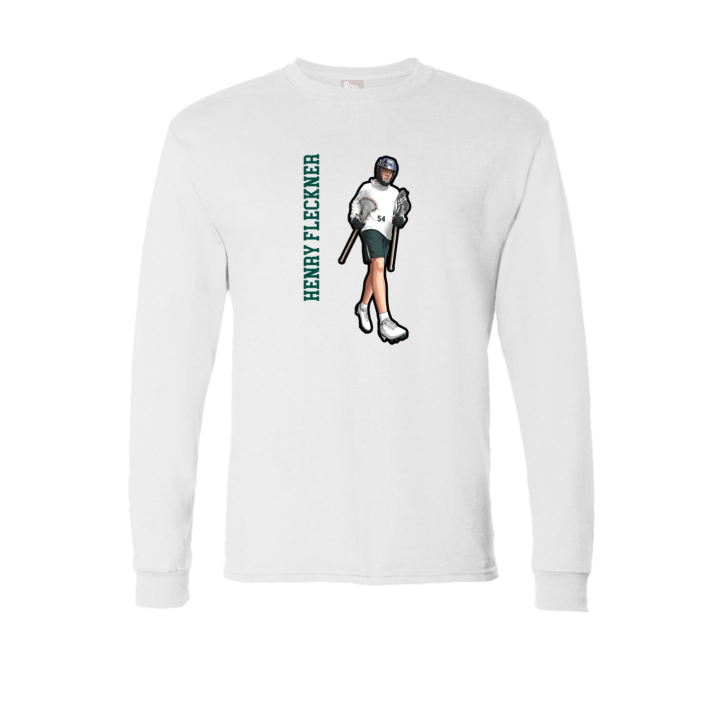 Long Sleeve Tee — Name Vertical in White