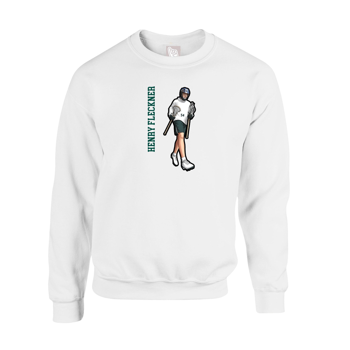 Fleece Crew — Name Vertical in White