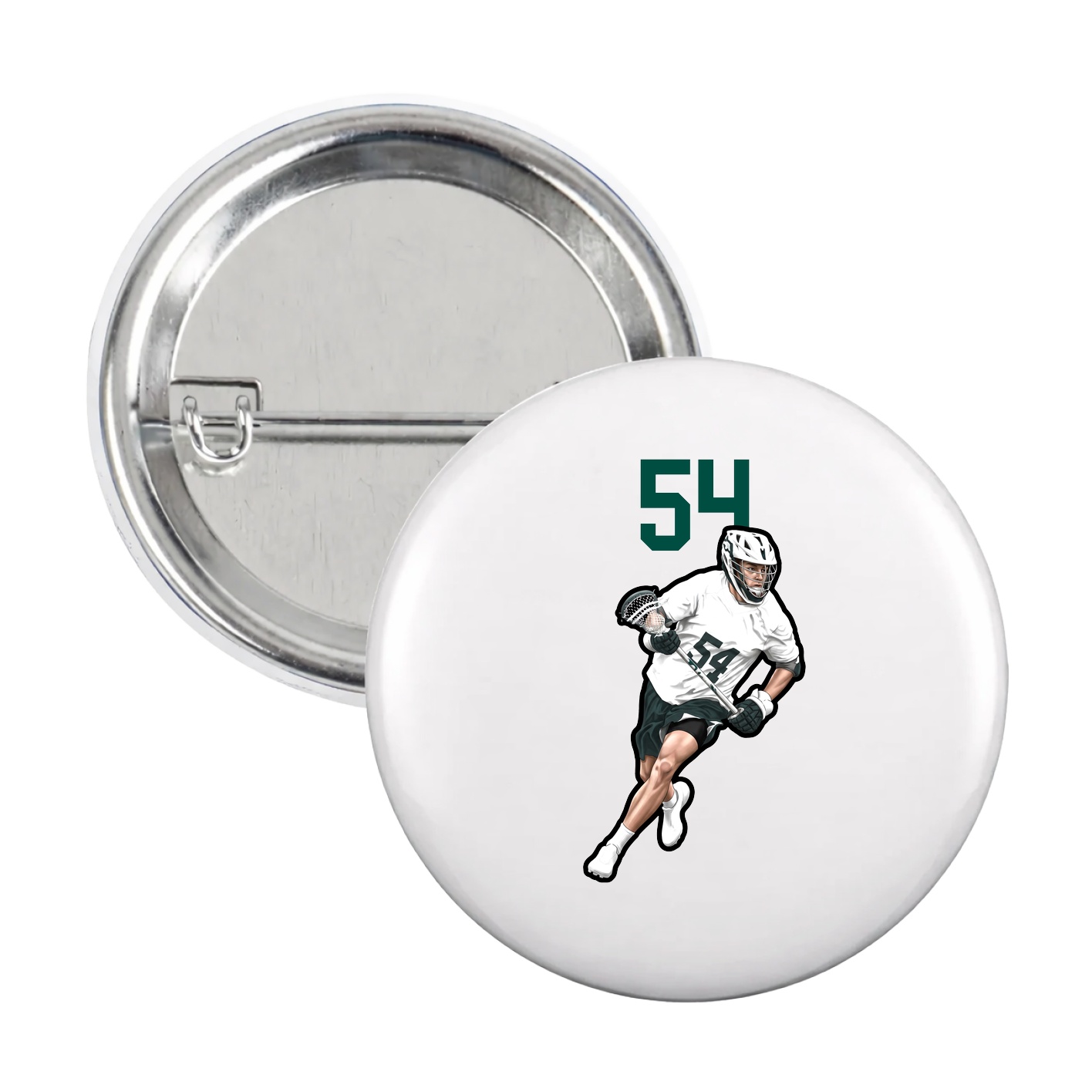 Game Day Button — Number Top in White
