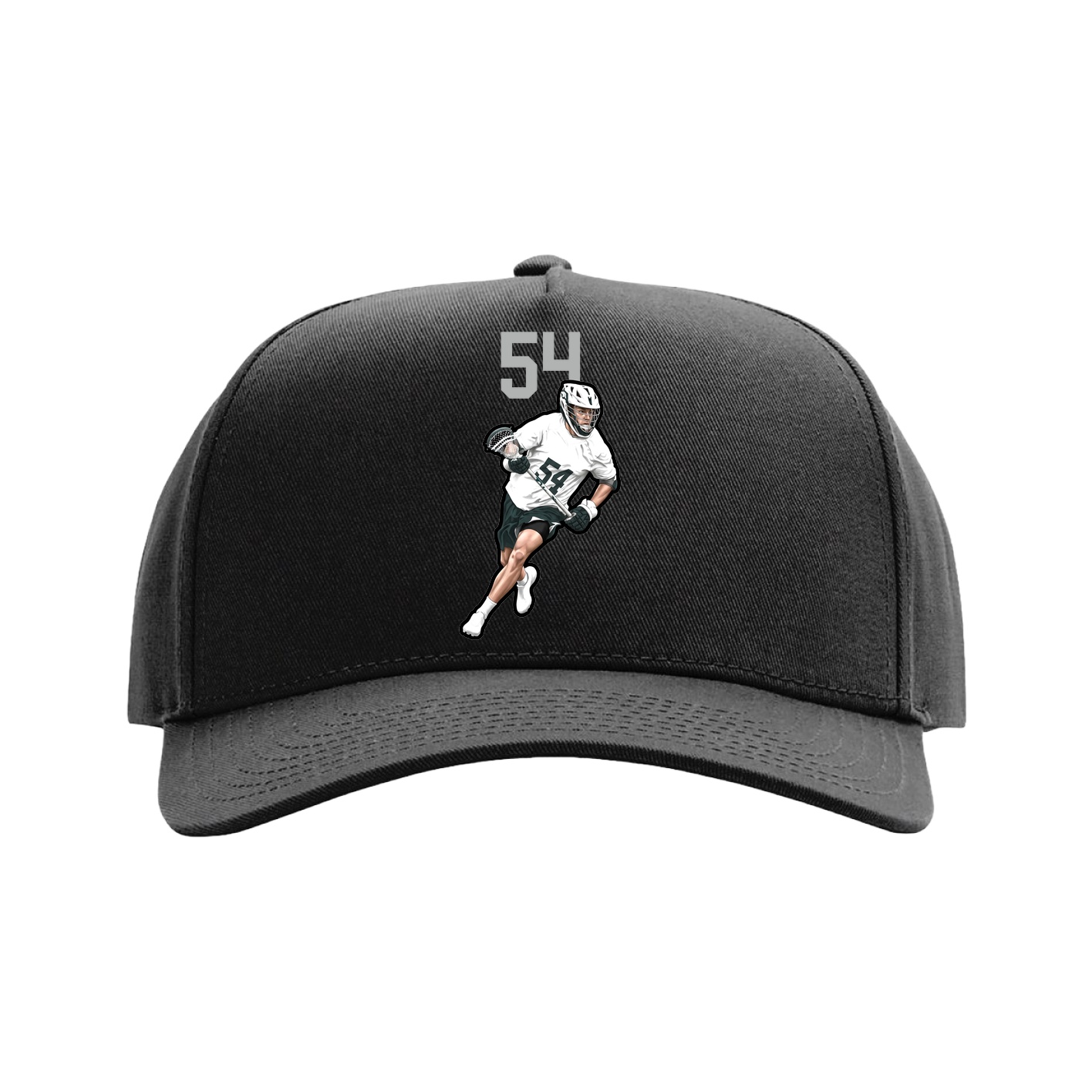 Full Fabric Five-Panel Champ Cap — Number Top in Black