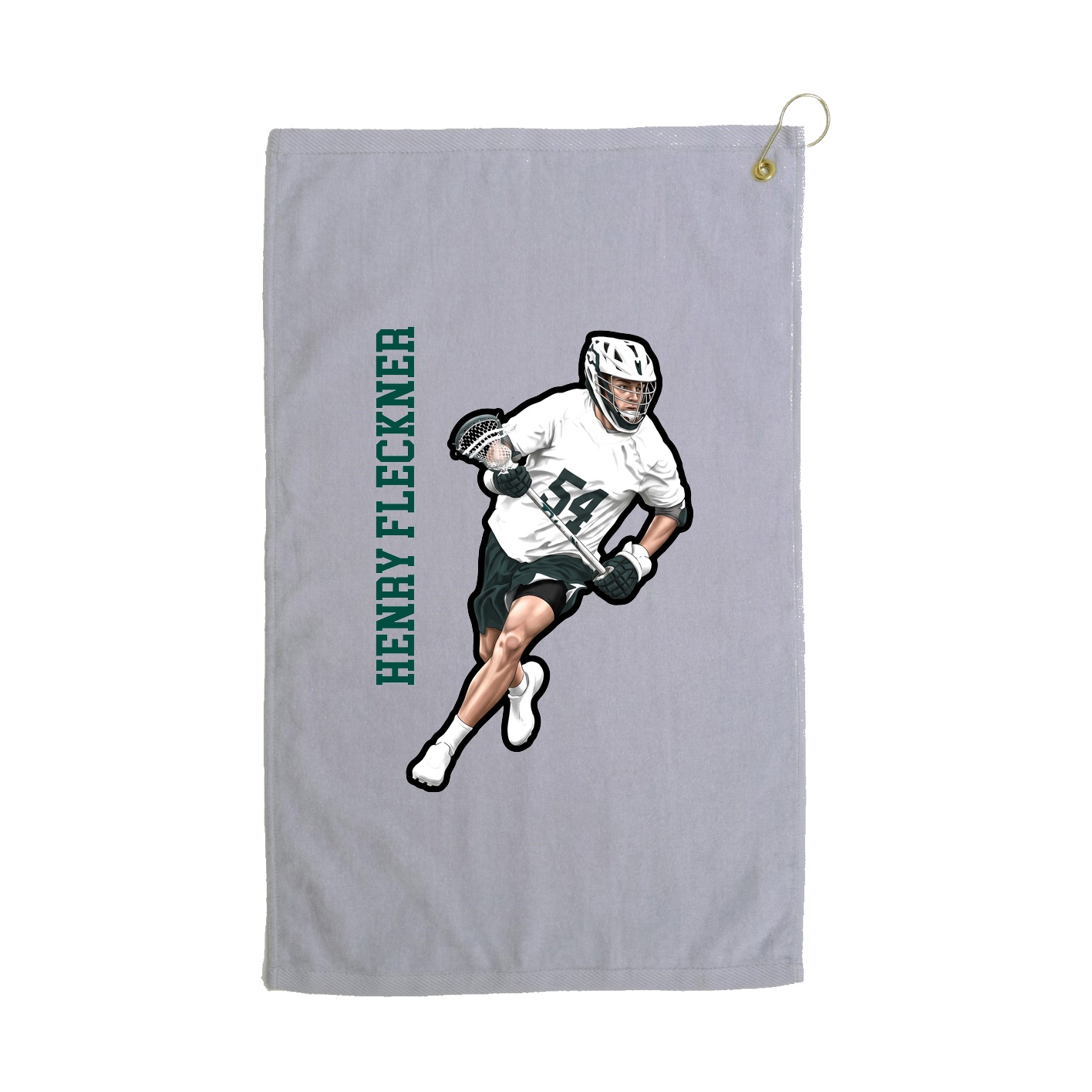Golf Towel — Name Vertical in Grey