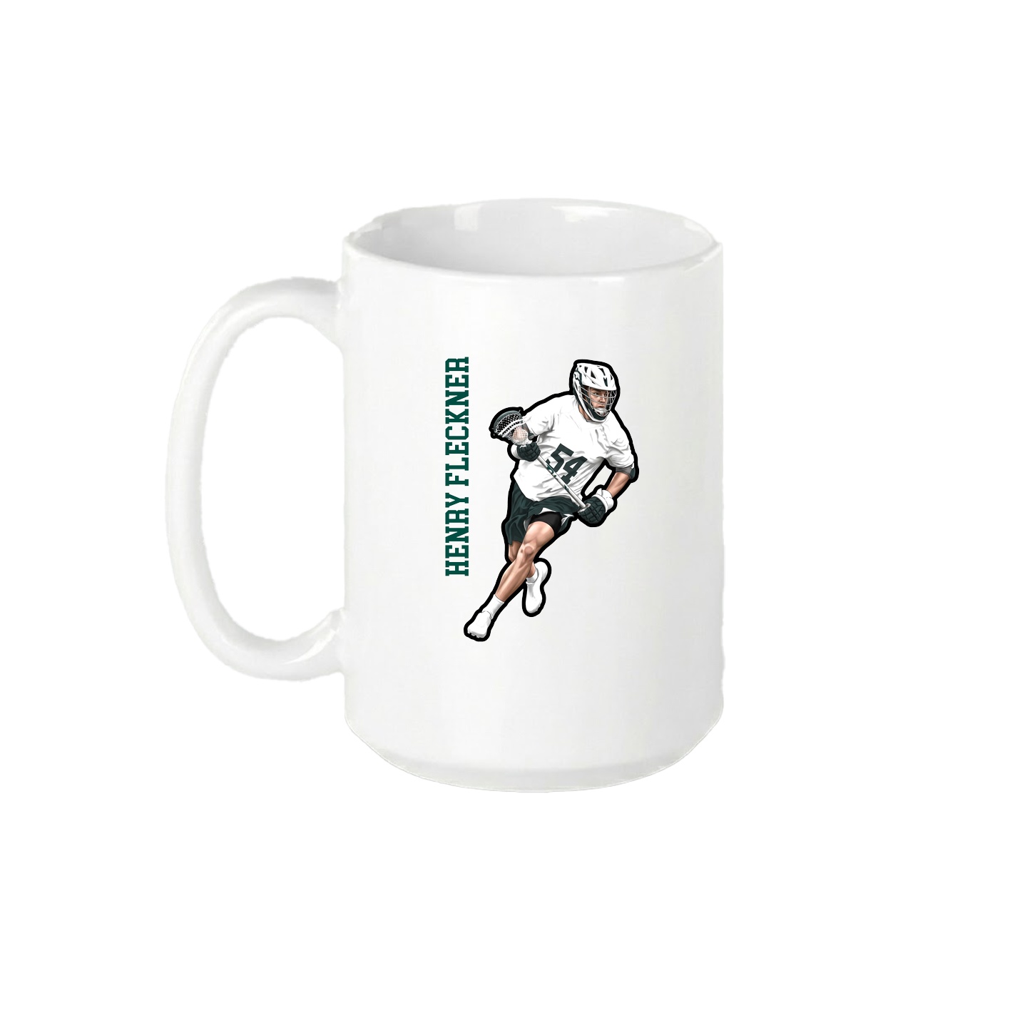 15oz Coffee Mug — Name Vertical in White
