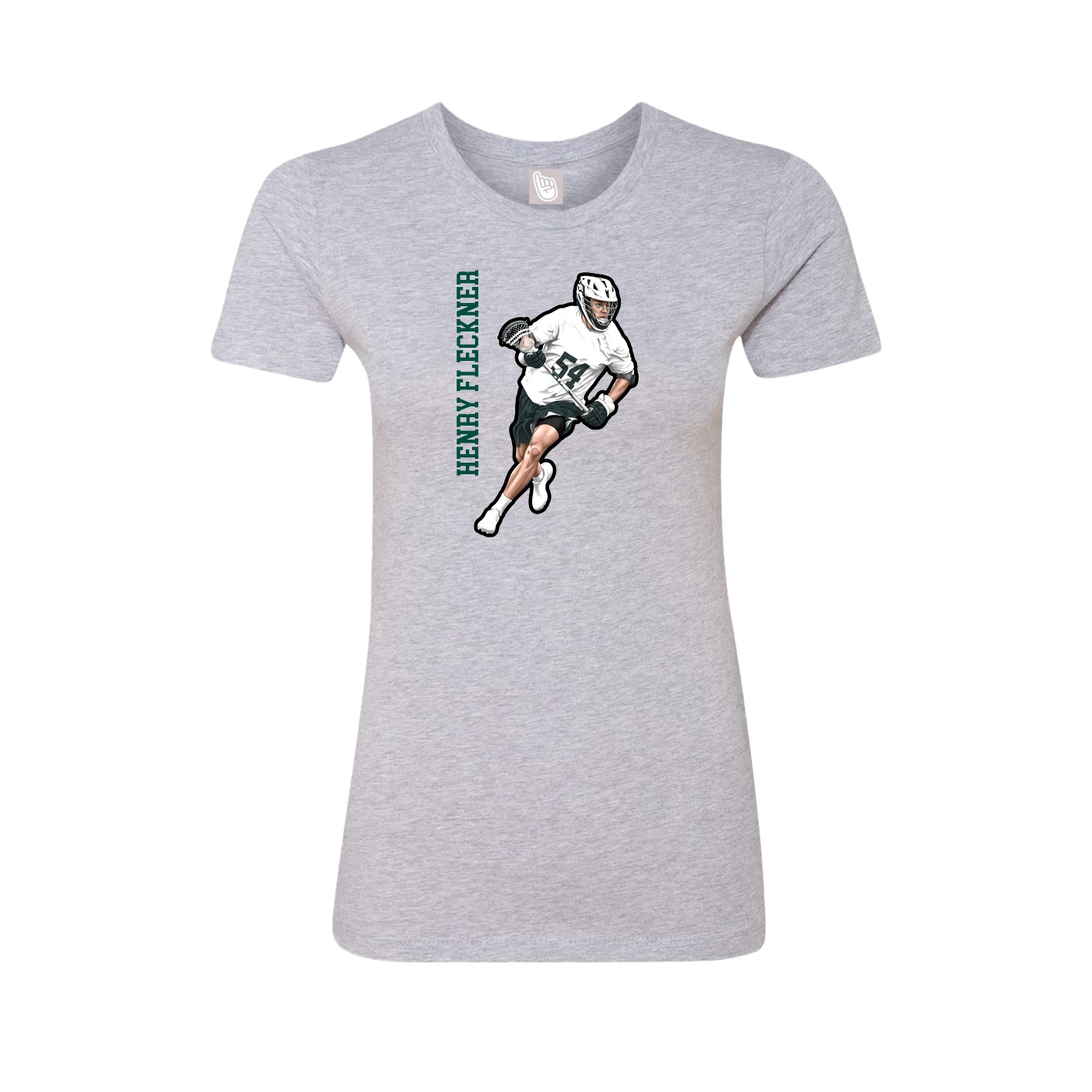 Fitted Women's Tee — Name Vertical in Grey