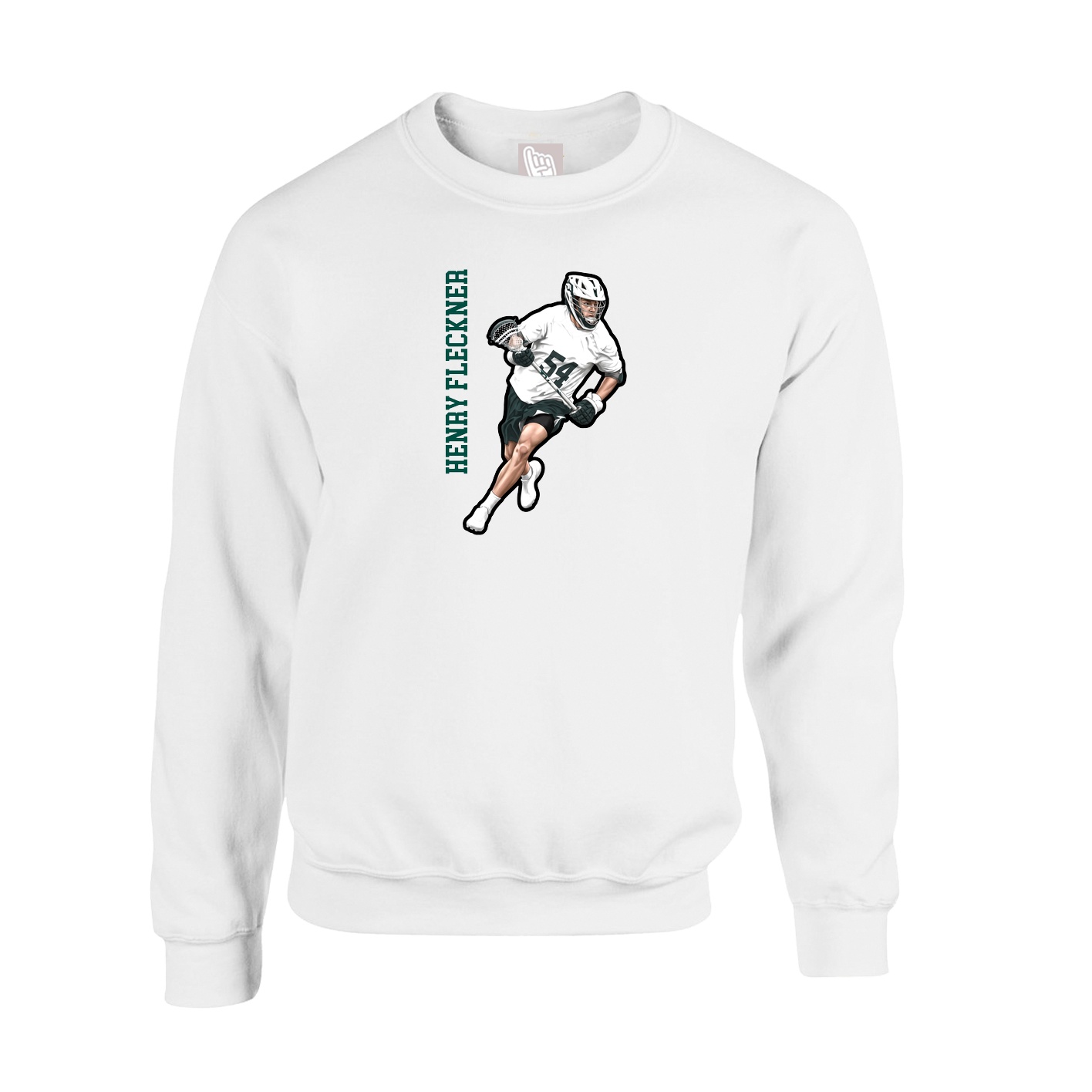 Fleece Crew — Name Vertical in White