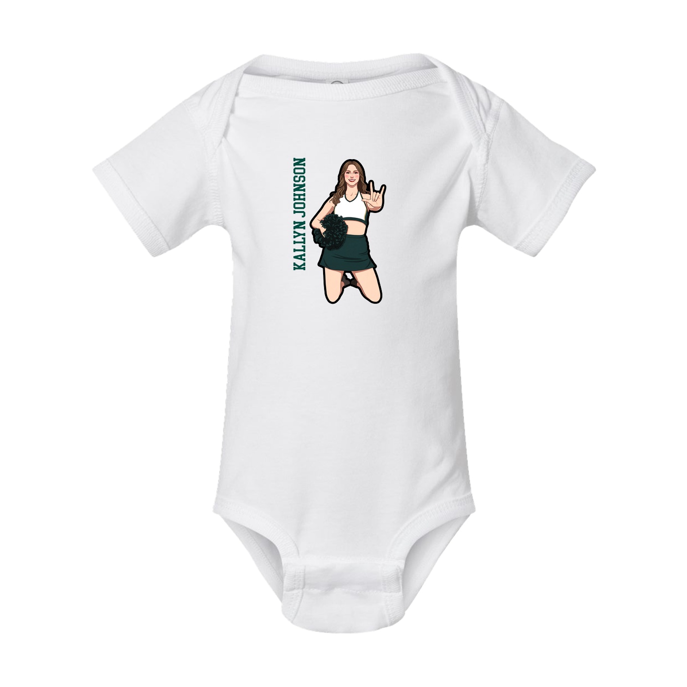 Baby Onesie — Name Vertical in White