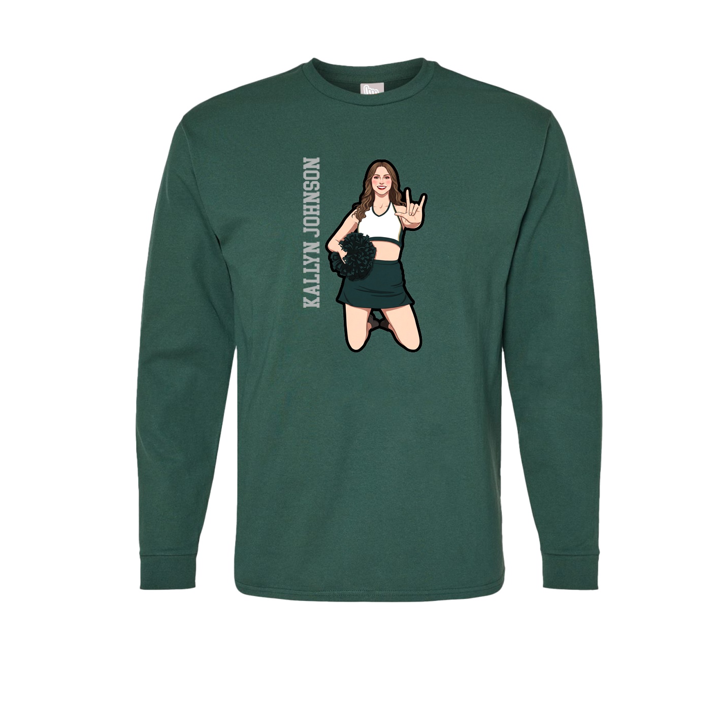 Long Sleeve Tee — Name Vertical in Green