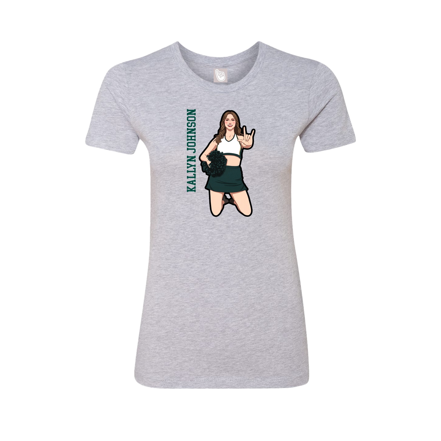 Fitted Women's Tee — Name Vertical in Grey