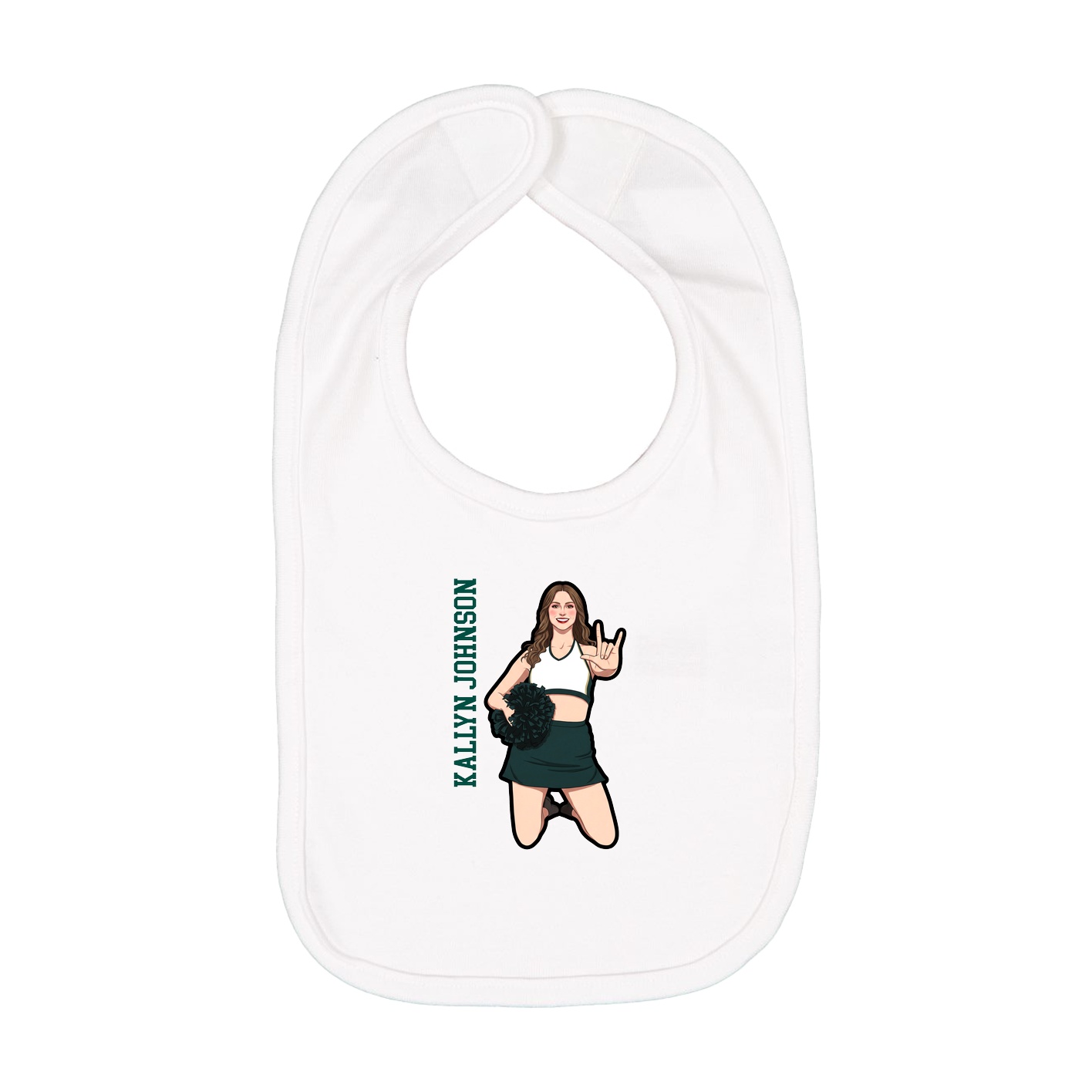 Infant Bib — Name Vertical in White