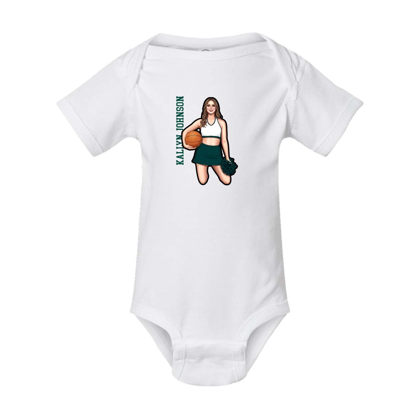 Baby Onesie — Name Vertical in White