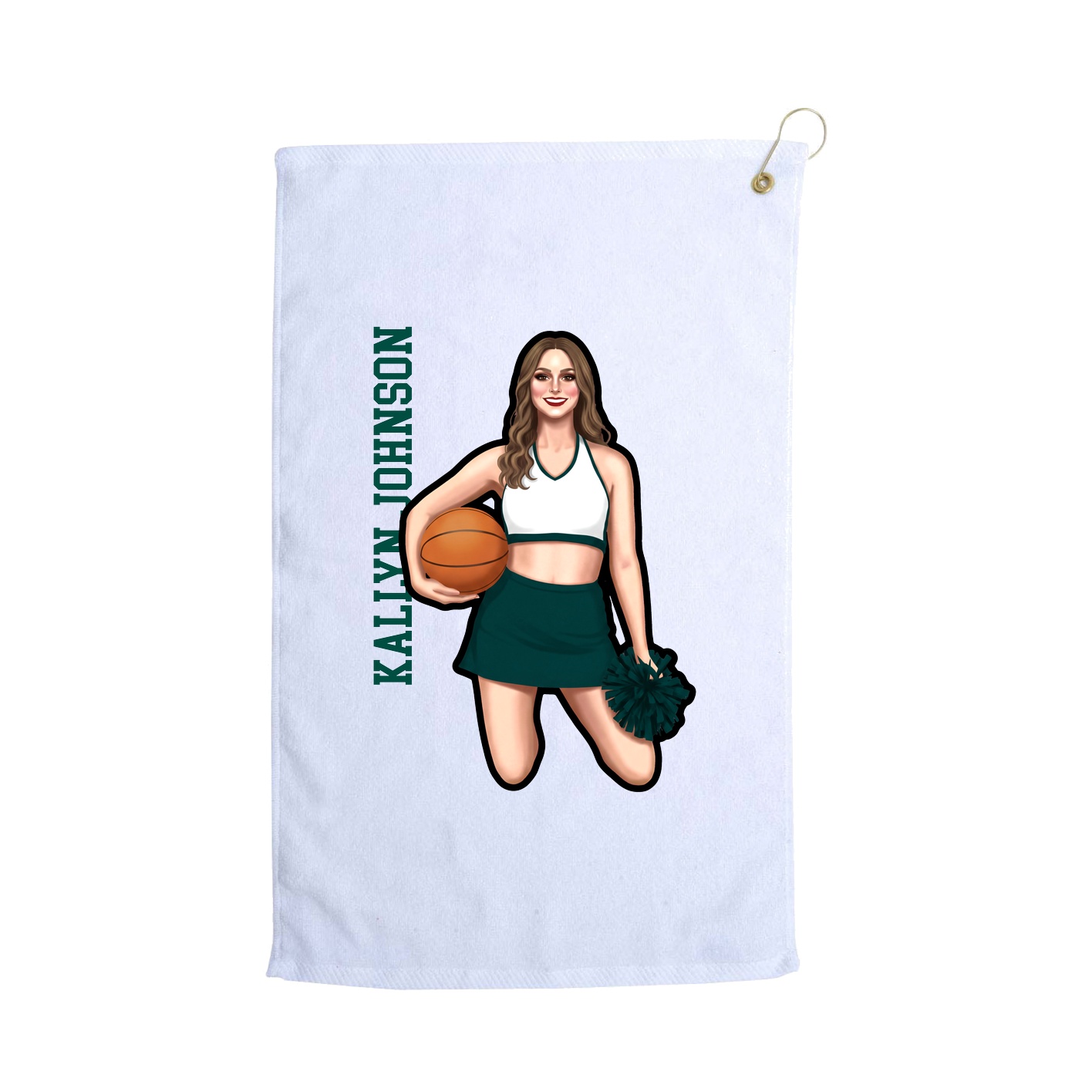 Golf Towel — Name Vertical in White