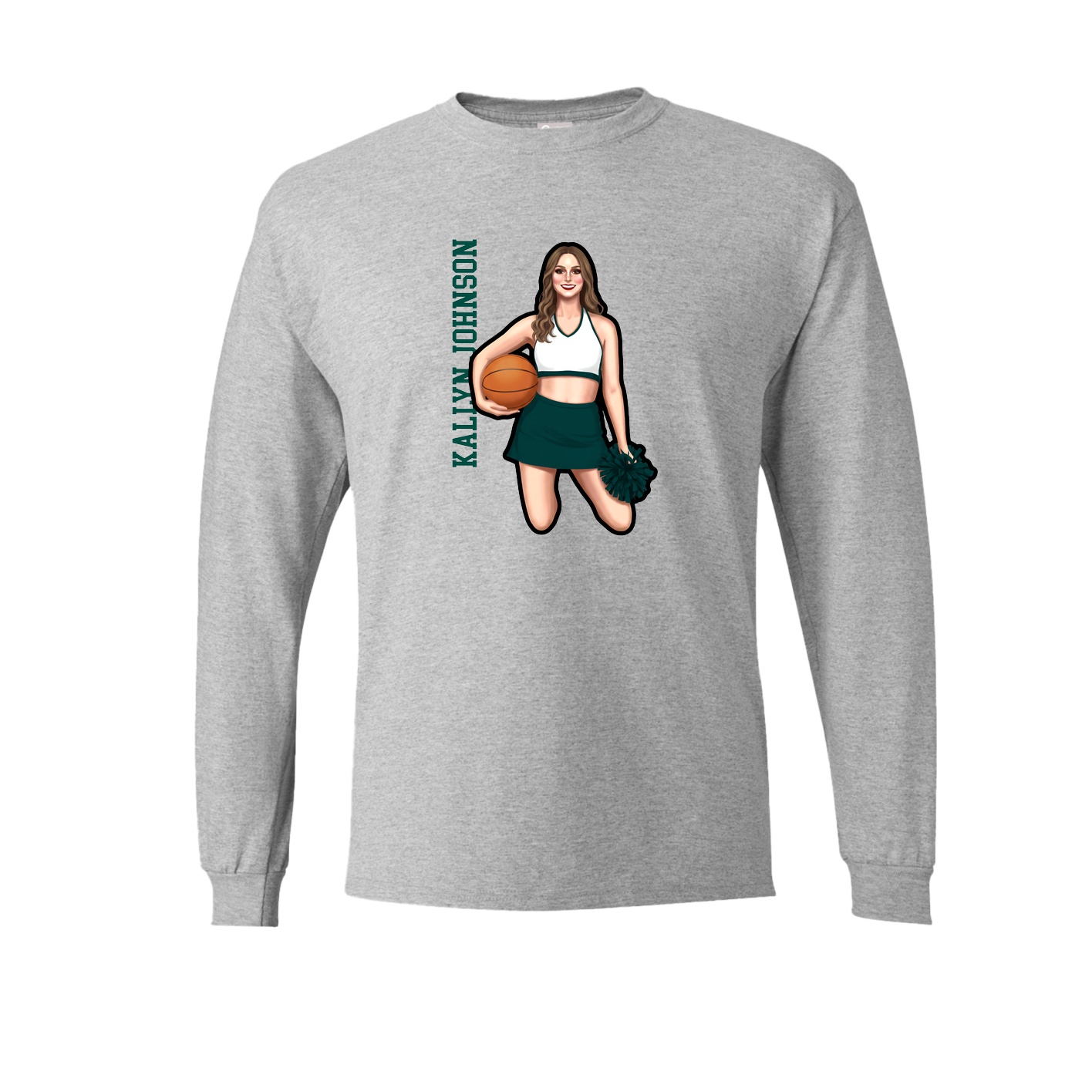 Long Sleeve Tee — Name Vertical in Grey
