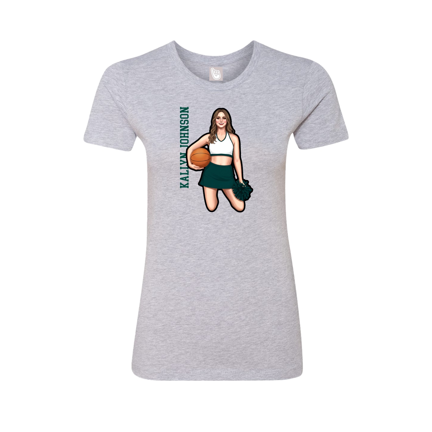 Fitted Women's Tee — Name Vertical in Grey