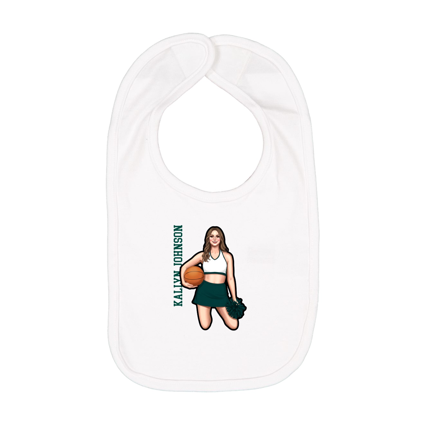 Infant Bib — Name Vertical in White