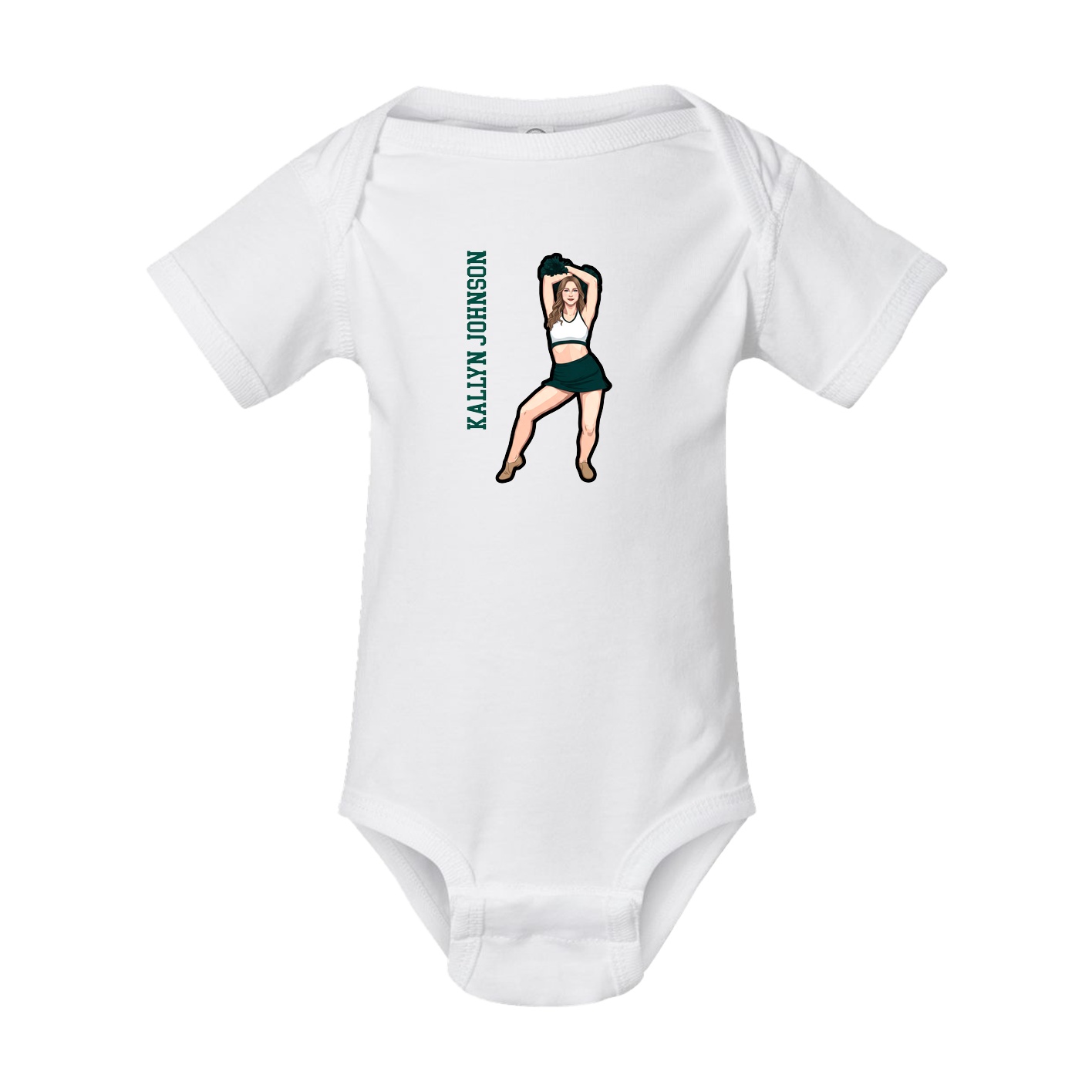 Baby Onesie — Name Vertical in White