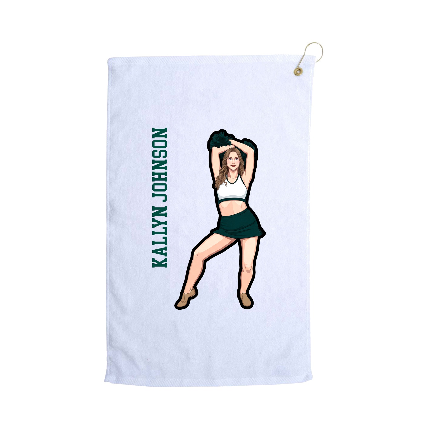 Golf Towel — Name Vertical in White