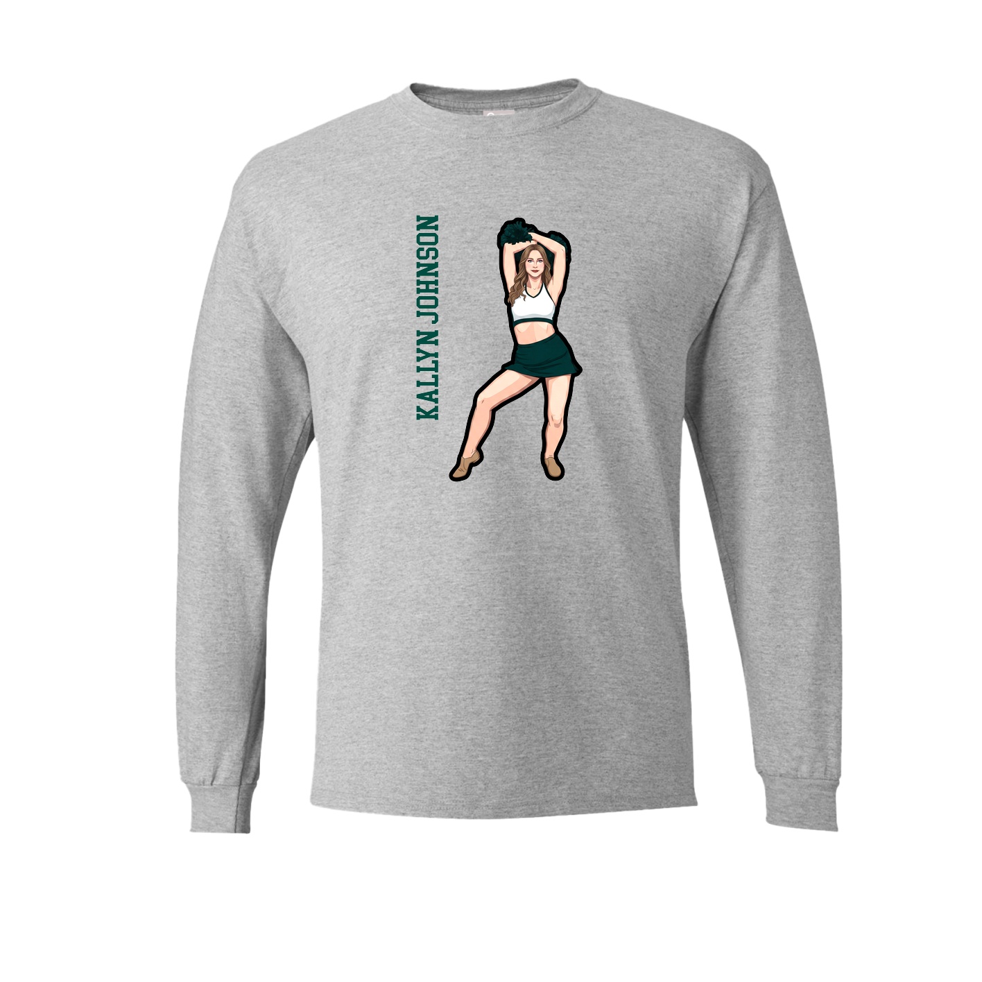 Long Sleeve Tee — Name Vertical in Grey