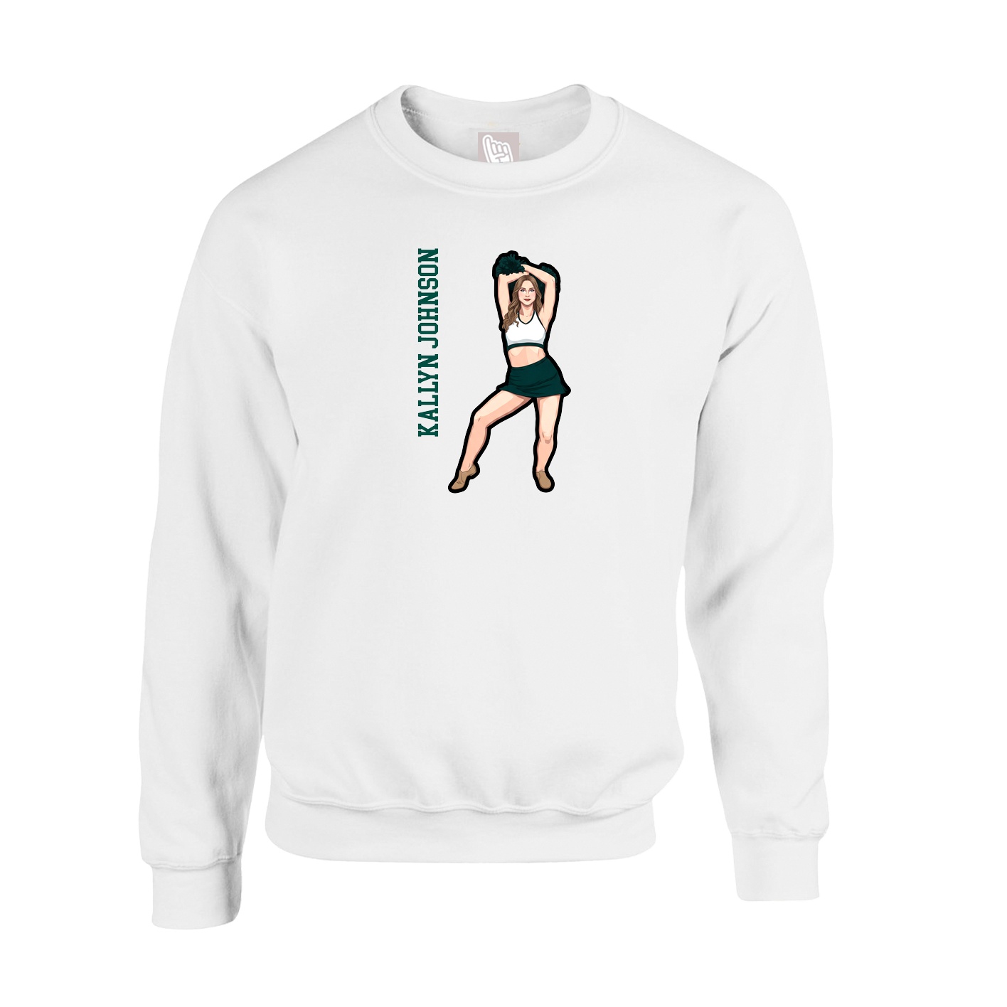 Fleece Crew — Name Vertical in White