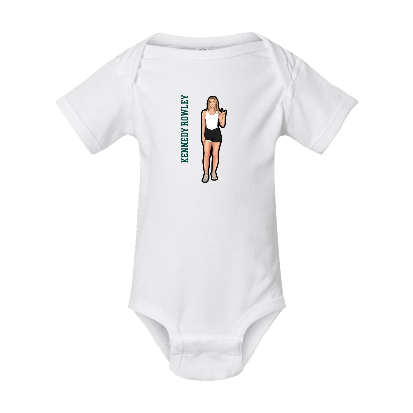 Baby Onesie — Name Vertical in White