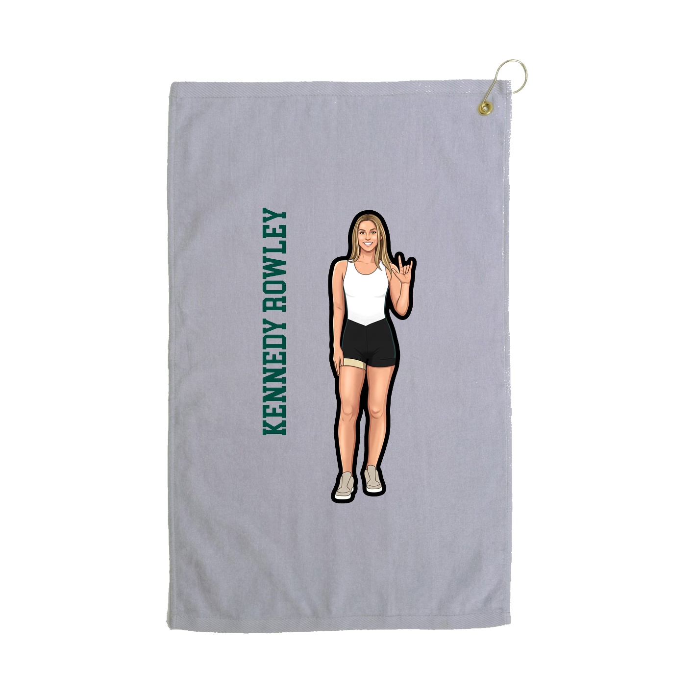 Golf Towel — Name Vertical in Grey