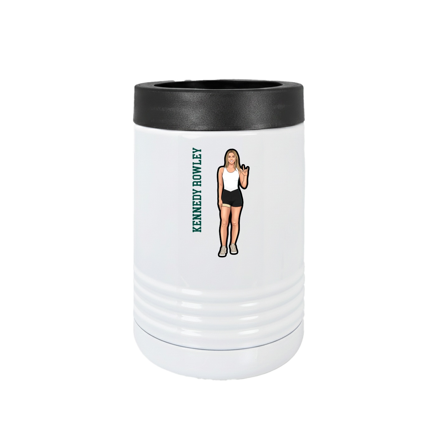 Beverage Holder — Name Vertical in White
