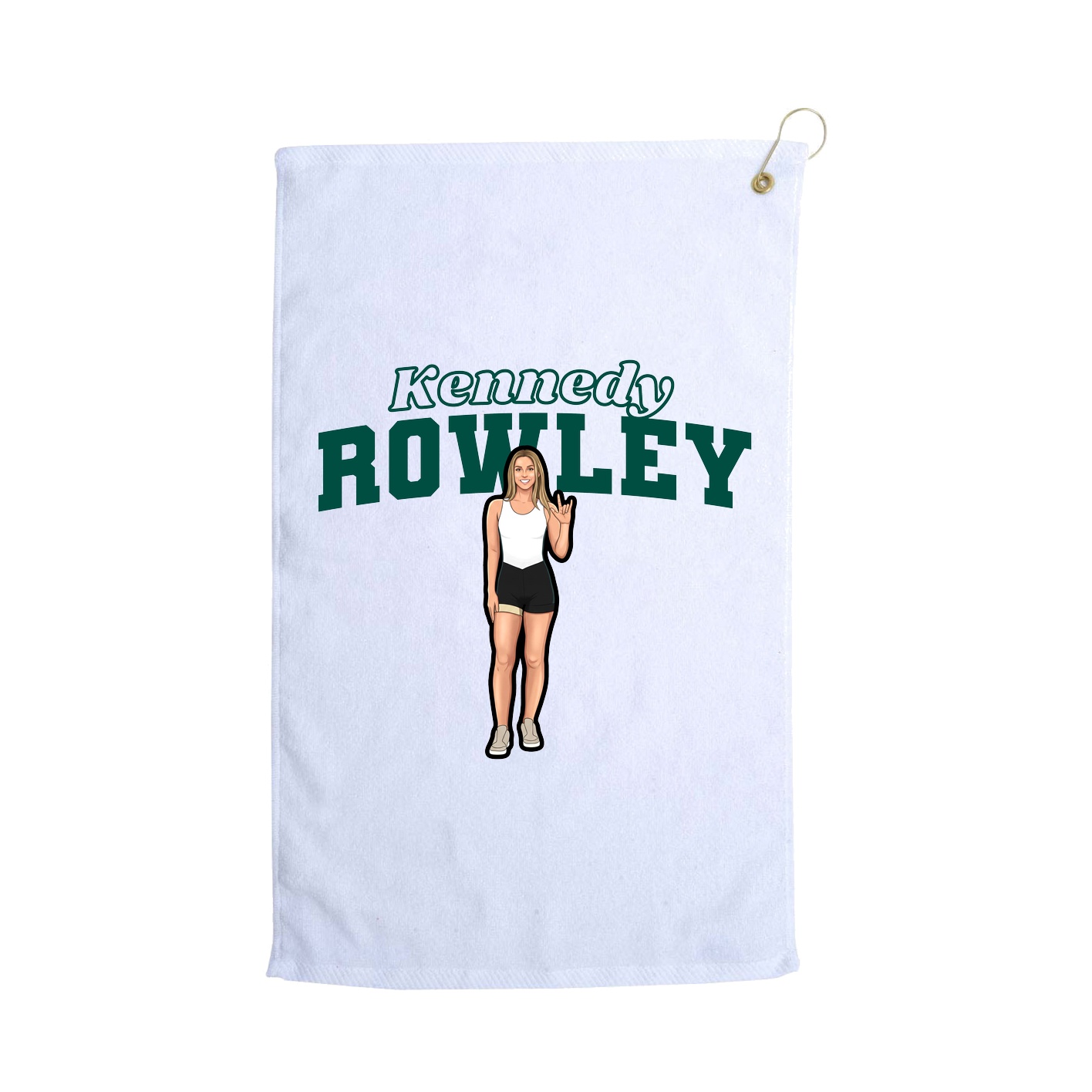 Golf Towel — Name Arch in White