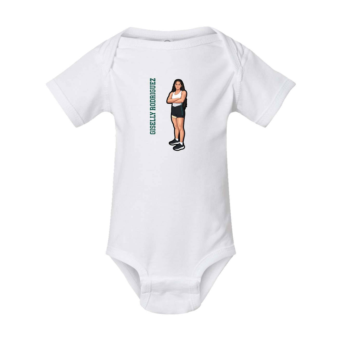 Baby Onesie — Name Vertical in White