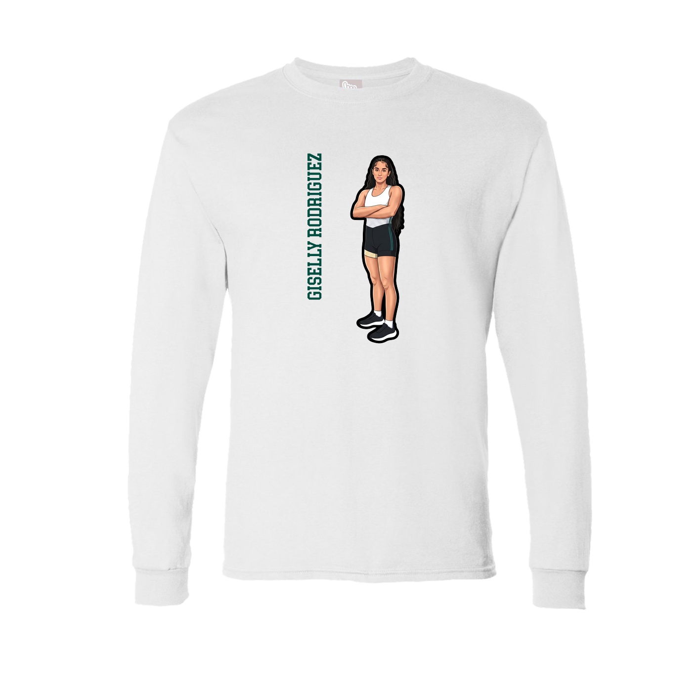 Long Sleeve Tee — Name Vertical in White