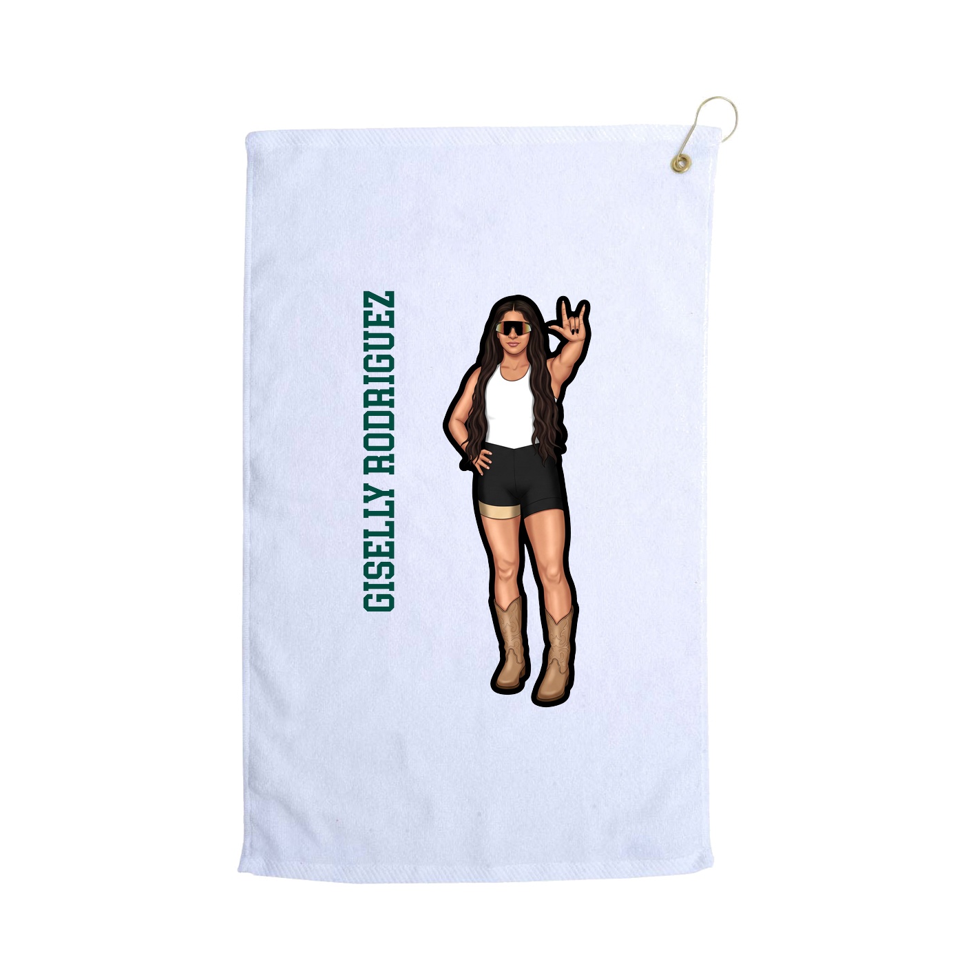 Golf Towel — Name Vertical in White