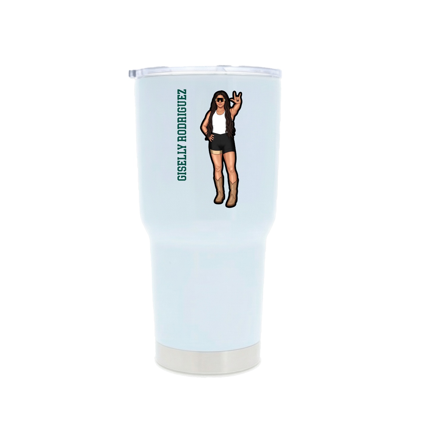 30oz Stainless Steel Tumbler — Name Vertical in White