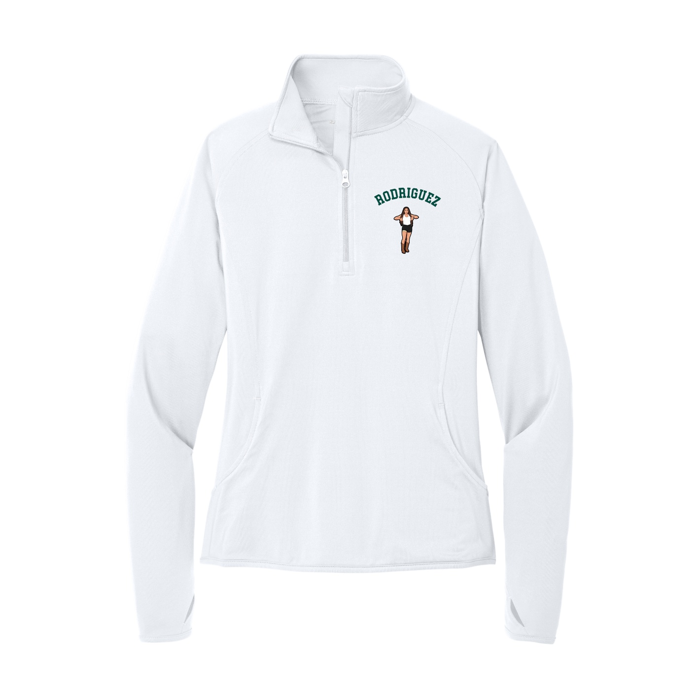 Women's Q-Zip Pullover — Shirsey Arch in White
