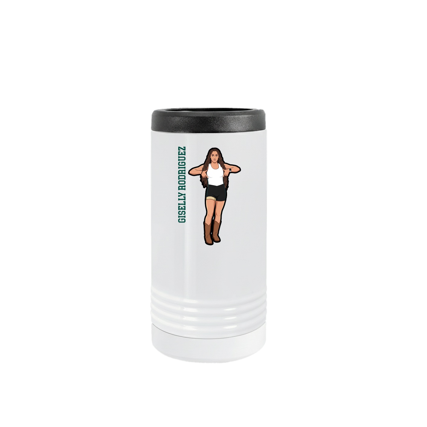 Slim Beverage Holder — Name Vertical in White