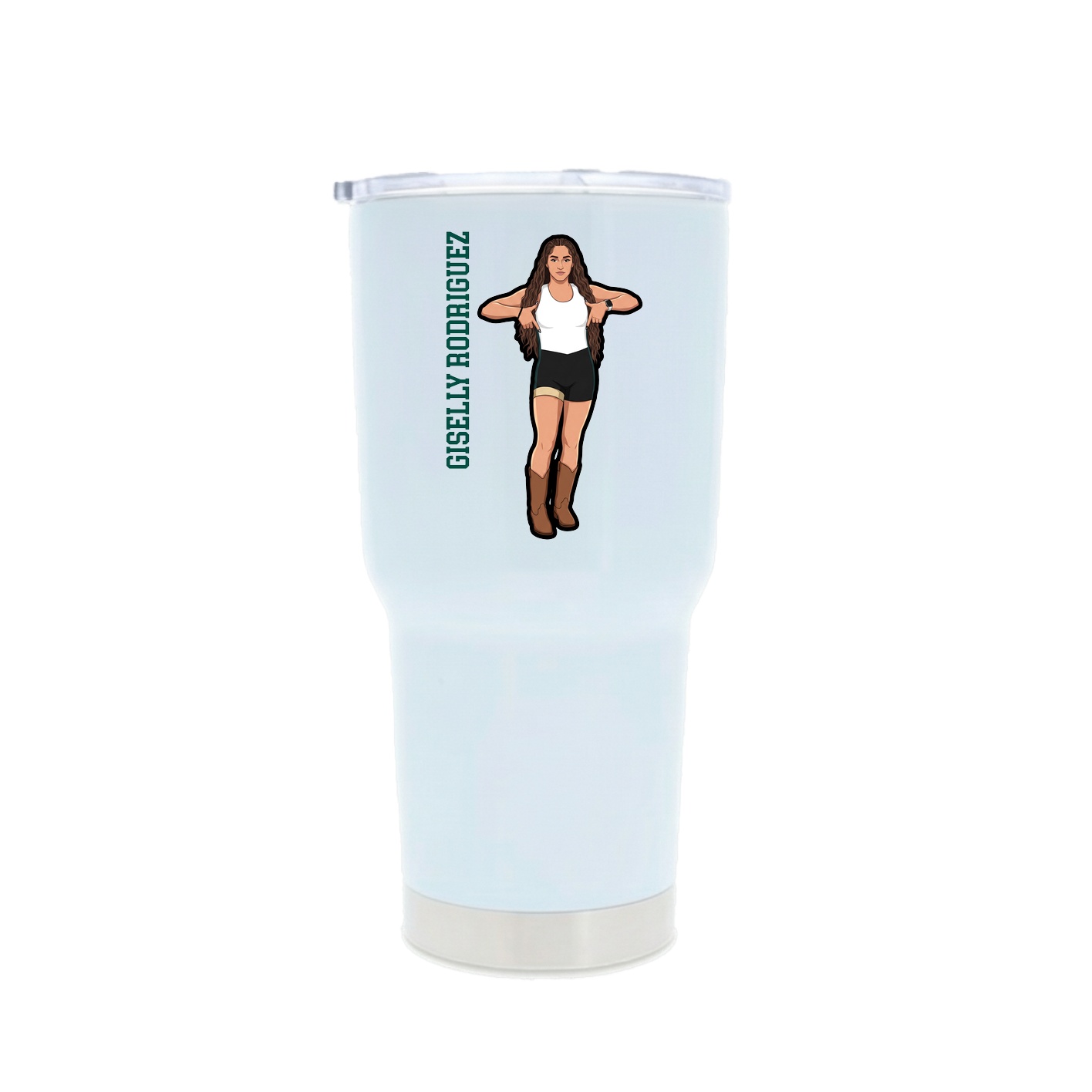 30oz Stainless Steel Tumbler — Name Vertical in White