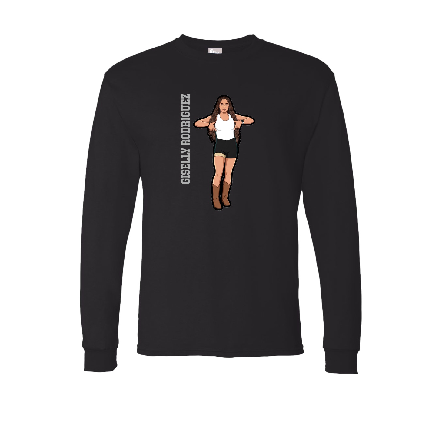 Long Sleeve Tee — Name Vertical in Black