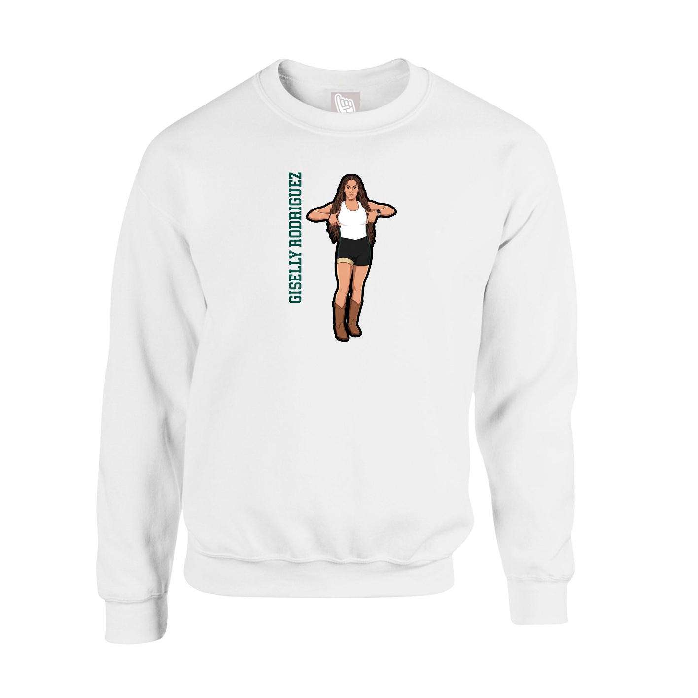 Fleece Crew — Name Vertical in White