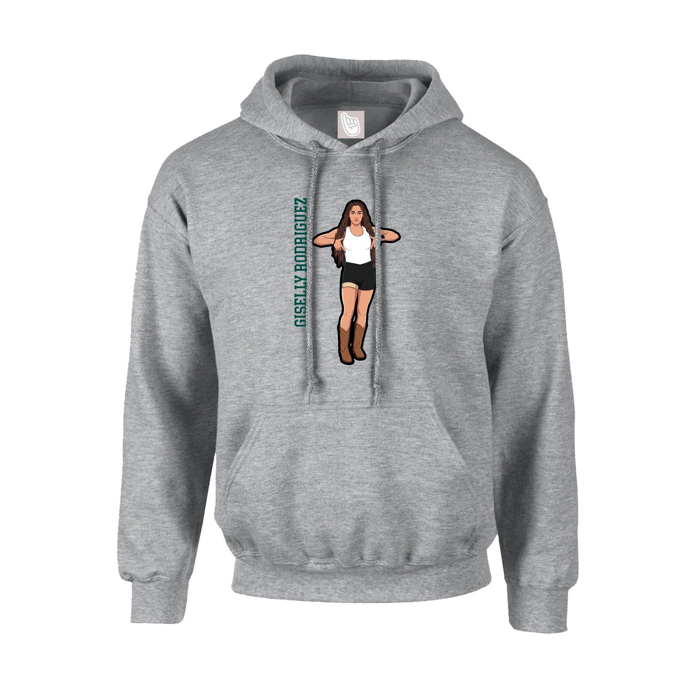 Youth Hoodie — Name Vertical in Grey