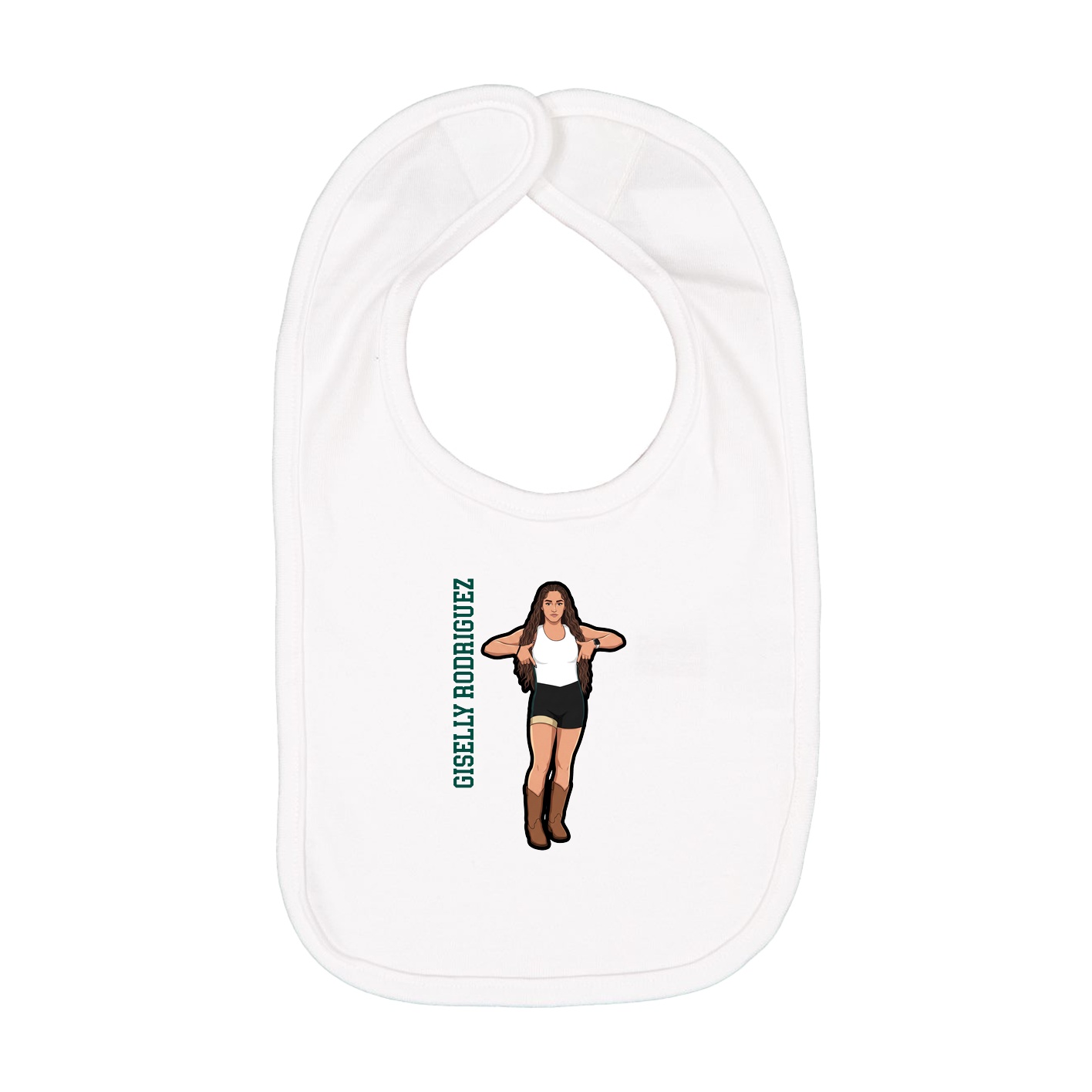 Infant Bib — Name Vertical in White