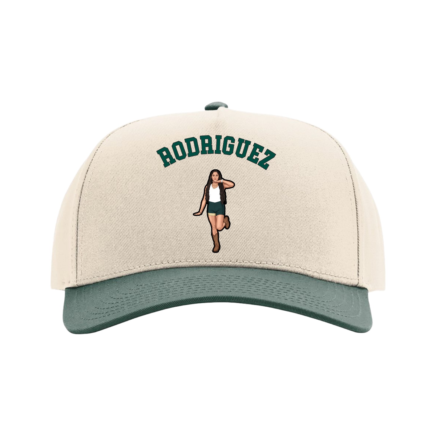 Full Fabric Five-Panel Champ Cap — Shirsey Arch in Cream/Green