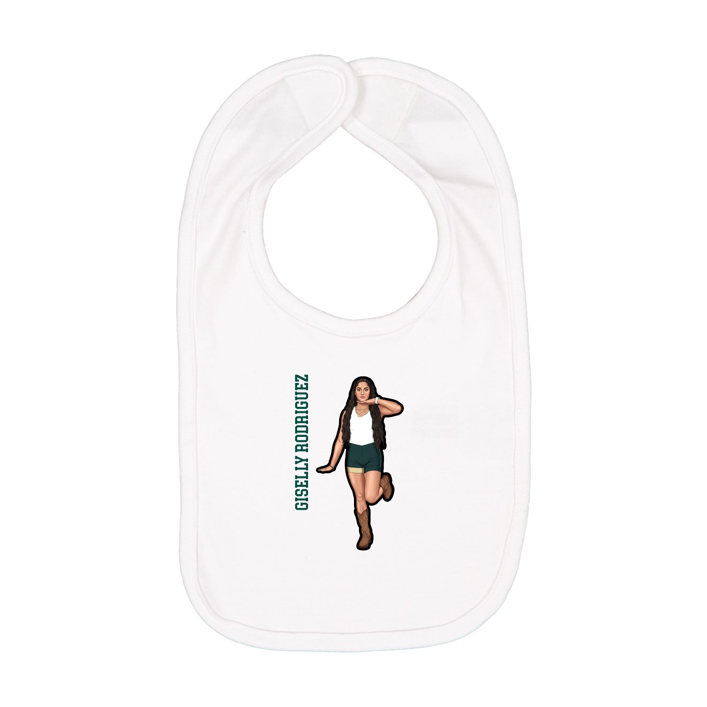 Infant Bib — Name Vertical in White