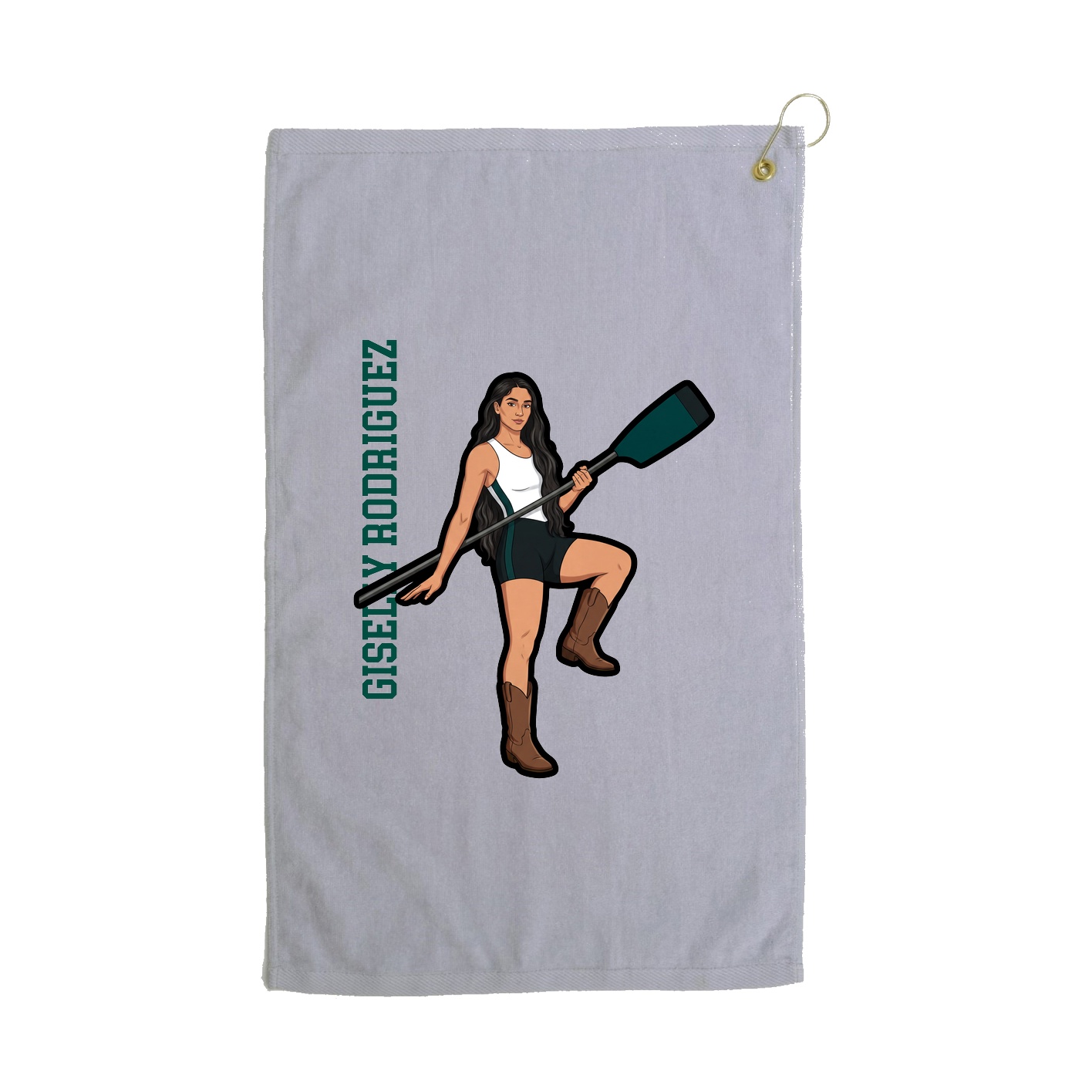 Golf Towel — Name Vertical in Grey