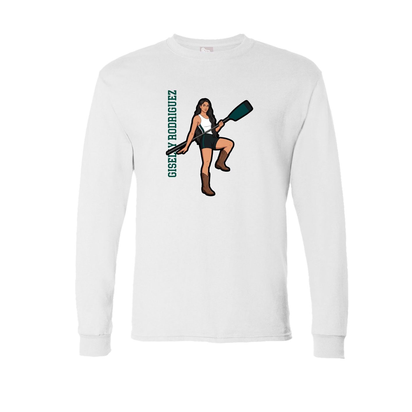 Long Sleeve Tee — Name Vertical in White