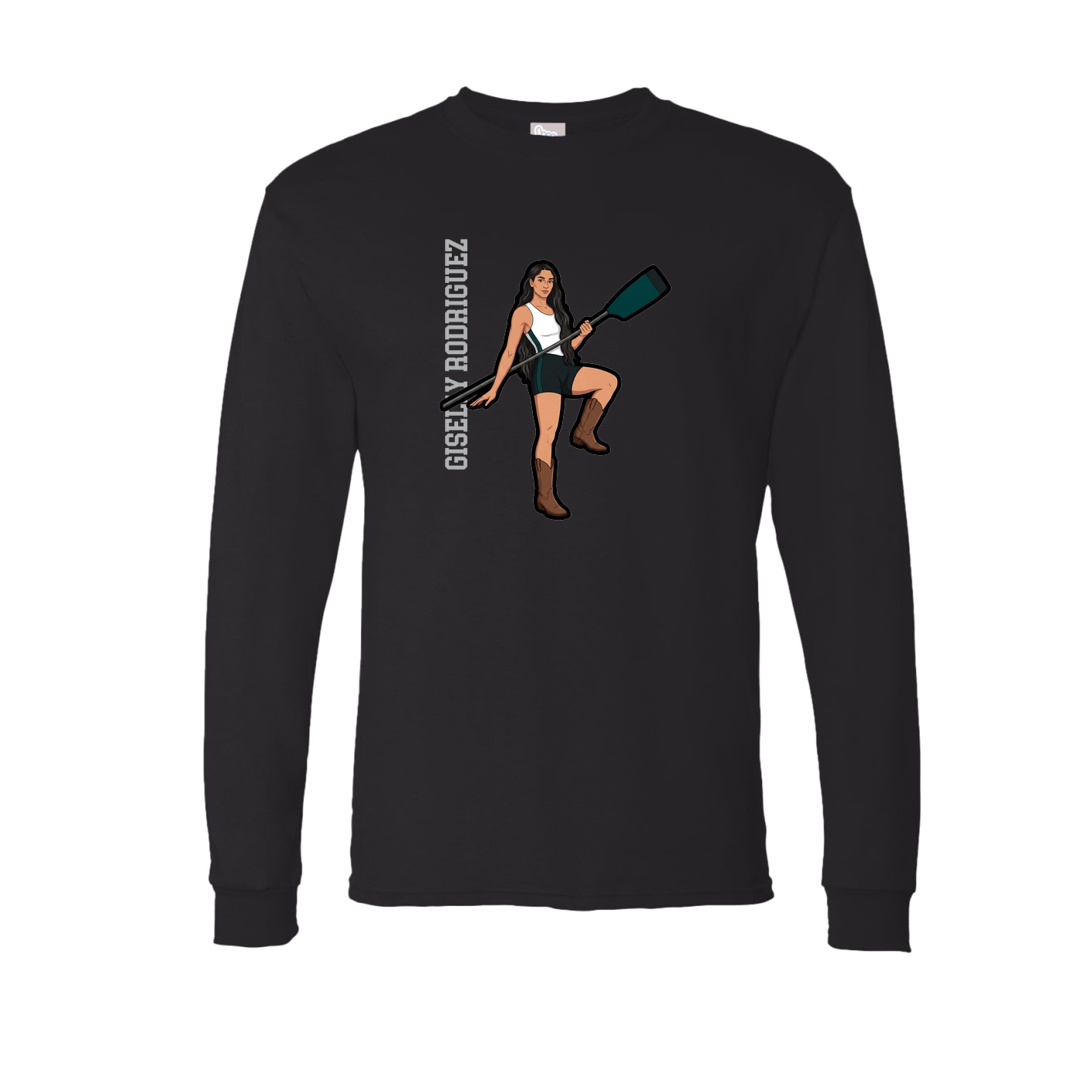 Long Sleeve Tee — Name Vertical in Black