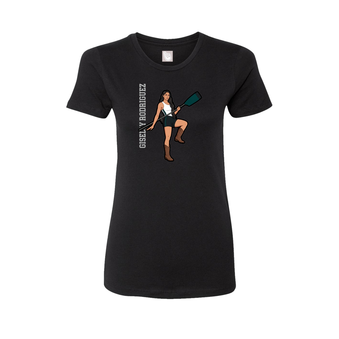 Fitted Women's Tee — Name Vertical in Black