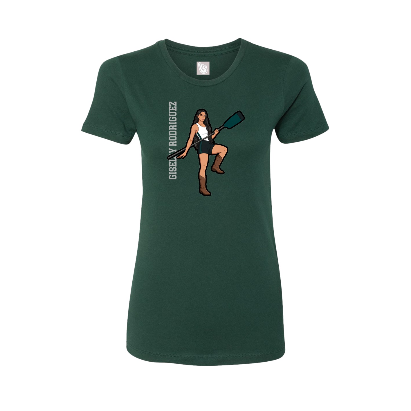 Womens Tee — Name Vertical in Green